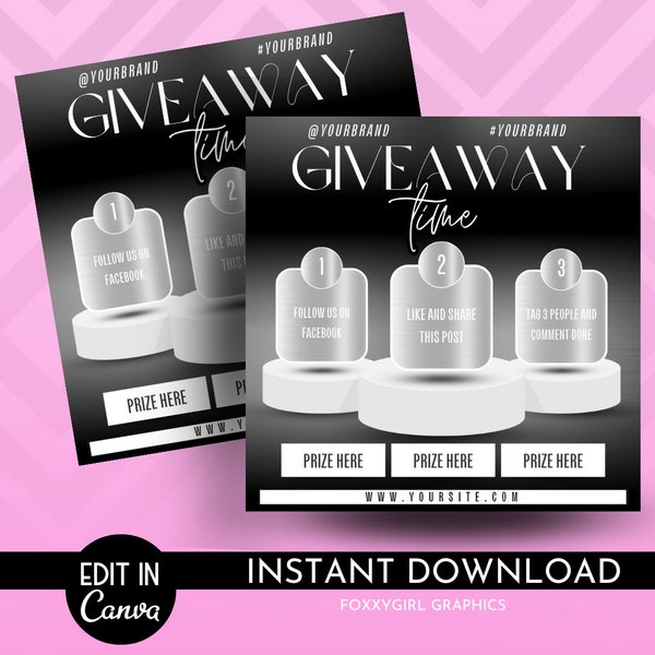 Giveaway Flyer, DIY Flyer Template Design, Gewinnspiel Flyer, Tombola Ticket Event Flyer, vorgefertigte Social Media Post