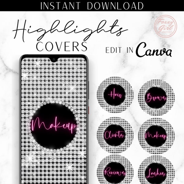 DIY Instagram Highlight Icon Covers - Instagram Stories - Instagram Story Covers -Diamonds, Sparkle - Highlight Covers - Text Icons