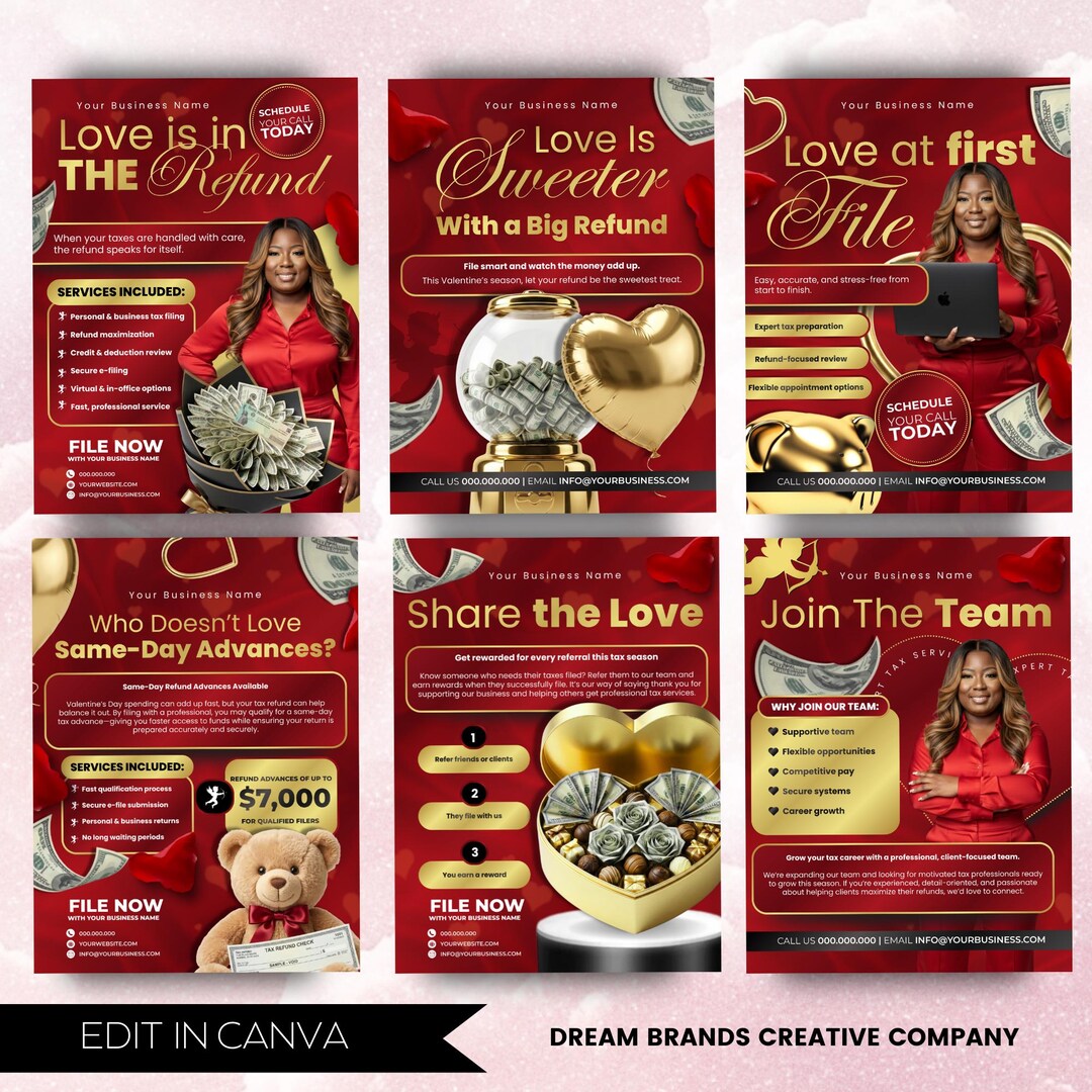 6 Fully Editable Tax Prep Service Flyers, 2026 Tax Season Flyers ...