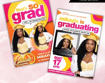 That's So Graduation Invitation | Front & Back Custom Grad Invite | Y2K TV Inspired Senior Party Invite | Nostalgic Graduation Announcement