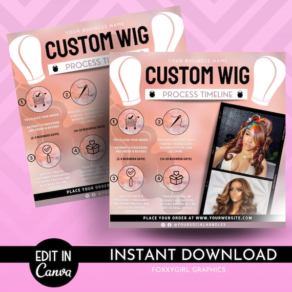 DIY Wig Construction Flyer, DIY Wig Flyer, Editable Custom Unit Flyer, Premade Custom Made Unit Course Flyer