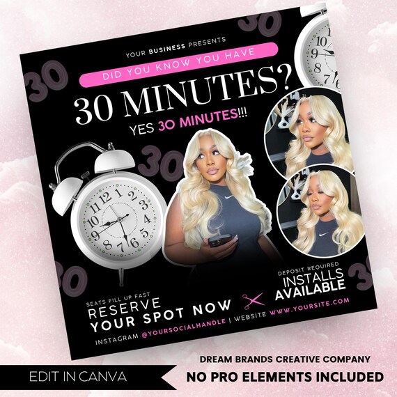 Booking Flyer, Hair Flyer, Wig Flyer, Book Now Flyer, Books Open Flyer, Calendar Flyer, Trending Beauty Flyer