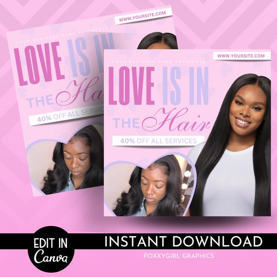 DIY Valentine's Day Flyer, Boutique, Instagram Flyer, Wigs, Bundles, Makeup Artist, Eyelash Tech, Nail Tech