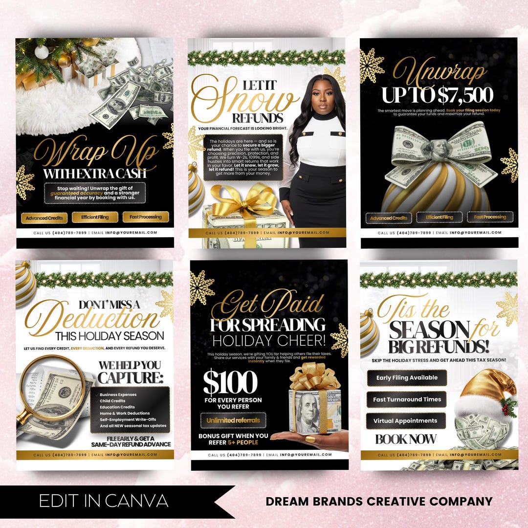 6 Fully Editable Tax Prep Service Flyers, 2026 Tax Season Flyers ...