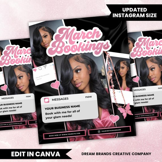 March Booking Flyer, March Flyer, March Books, Book Now Flyer, March Madness Flyer, MUA Lashes Nails Hair March Flyer, Canva Editable