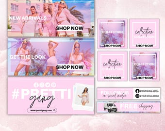 DIY Boutique Banner Set, DIY Shopify Web Banners, DIY Wix Website Banners, Website Banner Set