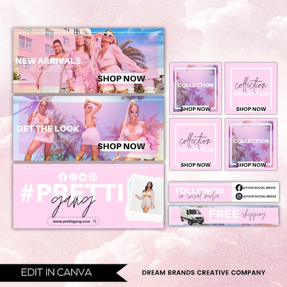 DIY Boutique Banner Set, DIY Shopify Web Banners, DIY Wix Website Banners, Website Banner Set