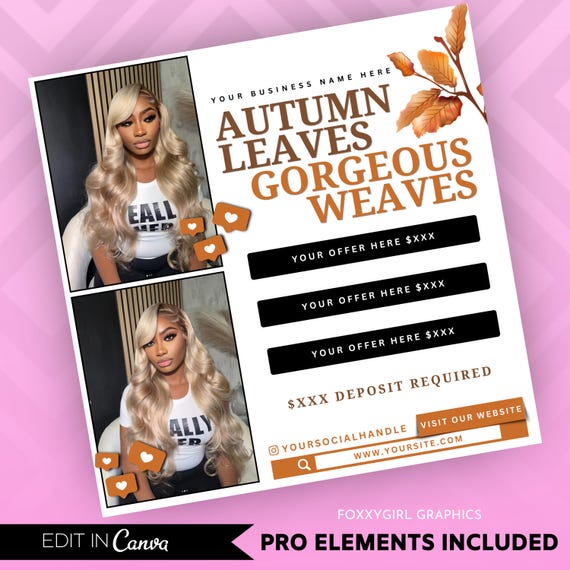 DIY Editable November Booking Flyer Template - Fall Hair Lash Makeup Nail Appointments Available Flyer