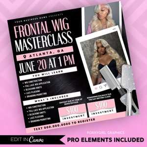 Lace Class flyer, Course Flyer, Luxury DIY Social media flyer, Master class flyer, Pink flyer, Social media template, Lash flyer, Hair flyer
