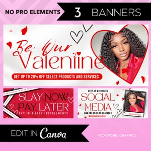 Valentine’s Day website banners | web banners canva template | Valentine’s Day sale template | web banner valentines sale | shopify banner