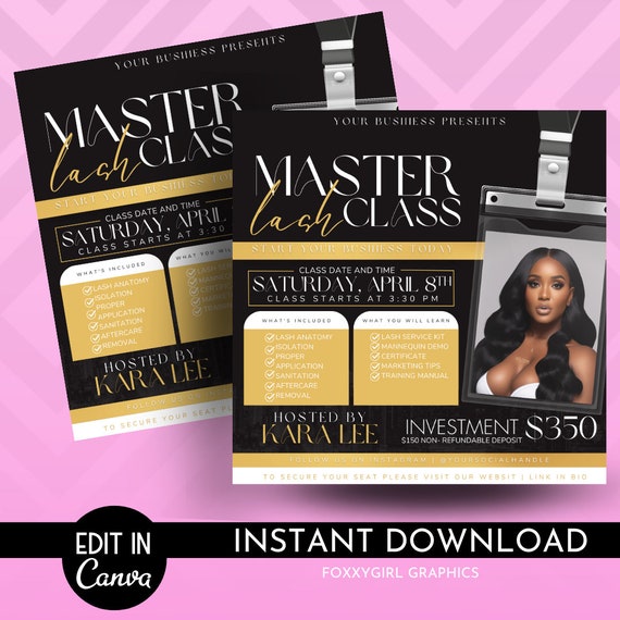Class flyer, Course Flyer, Luxury DIY Social media flyer, Master class flyer,money flyer, Social media template, Lash flyer, Hair flyer