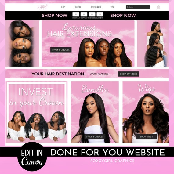 Wix Website Template, Premade Website, Boutique Theme, Online Store Theme, Hair Website