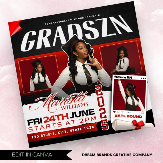 Editable Graduation Invitation Flyer: Class of 2025 Template (Digital Download)