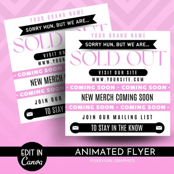 Sold Out Flyer, Diy Sold Out Flyer, Editable Sold Out Flyer, Social Media Flyer, Content Flyer, Instagram Flyer, Canva