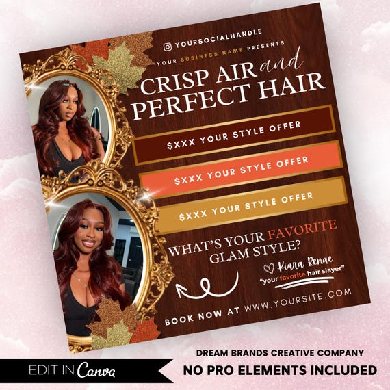DIY Editable November Booking Flyer Template - Fall Hair Lash Makeup Nail Appointments Available Flyer