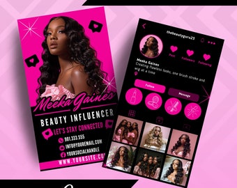 Pink Instagram Business Cards, DIY Canva Template Design, Make Up Artist Cards, Lash Cards, Hair Salon Cards, Premade Beauty Business Card