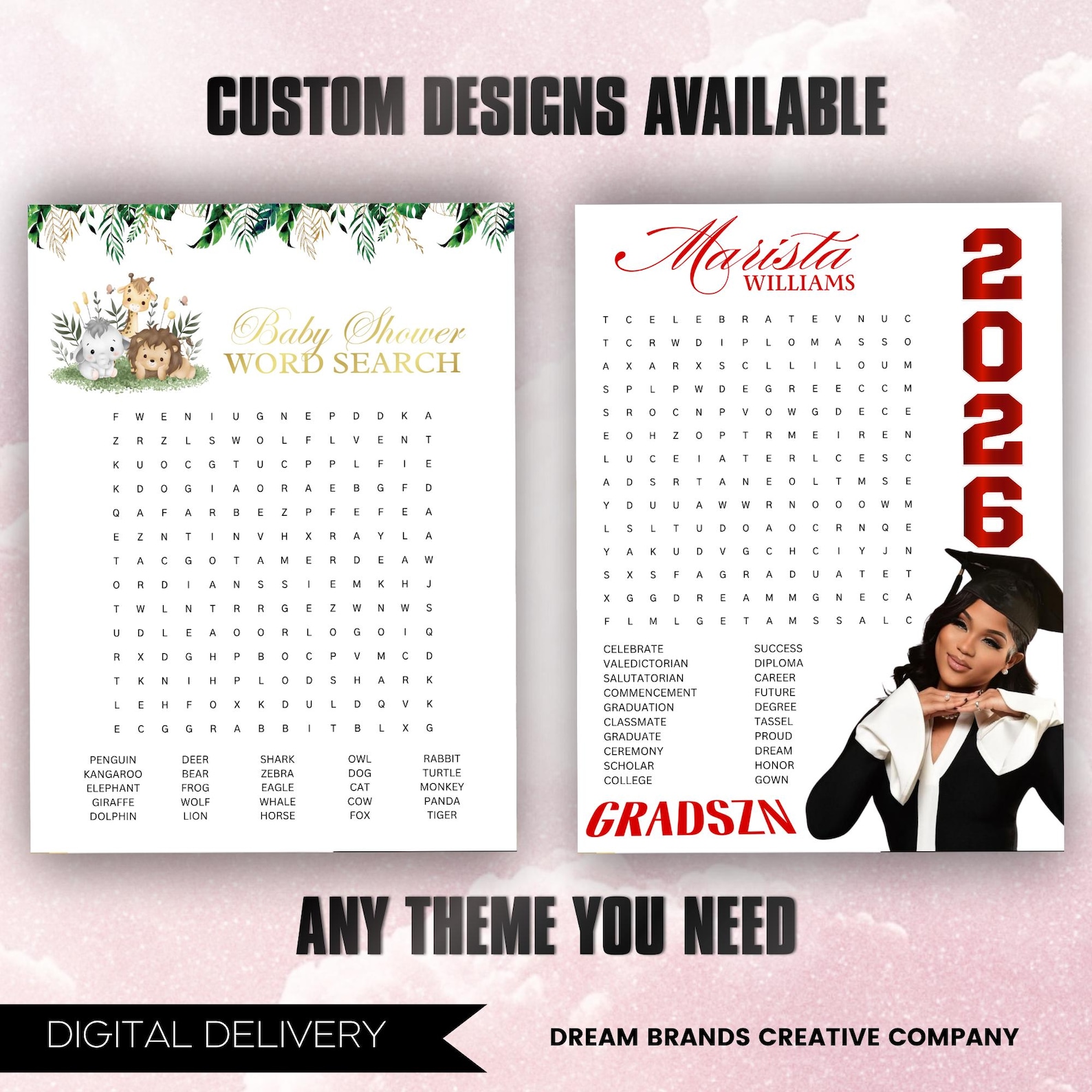 Personalized Word Search Puzzle | Custom Graduation Gift (printable PDF ...