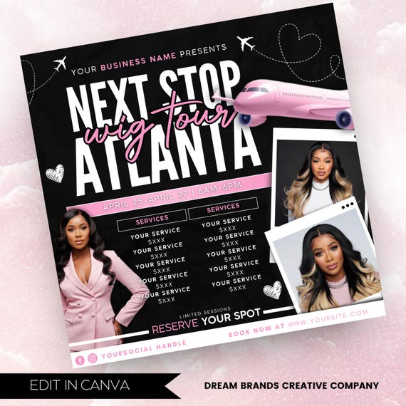 Wig Special Flyer, Wig Install Flyer, Wig Flyer, Hair Install Flyer, Hair Booking Flyer, Hair Stylist, Social Media Flyer, Canva Editable
