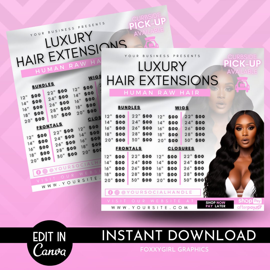 DIY Hair Pricelist Flyer, Hair Sale, Bundle Deals, Hair Extensions Wig Flyer, Editable Canva Template - Etsy diy-hair-price-list-hair-pricelist-flyer-design-bundle-hair-collecti-preplates
