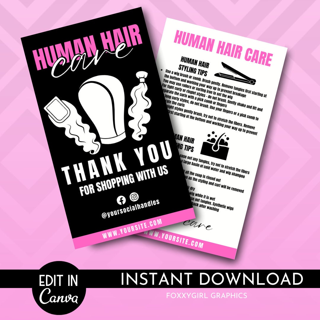 Hair Care Card Template After Care Card Template Hair Care Instructions