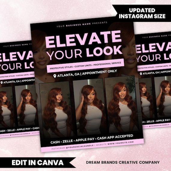 Hair Stylist Flyer Template, Hair Salon Promo Flyer, Hairstylist Marketing Ad, Beauty Business Flyer Canva Editable Template