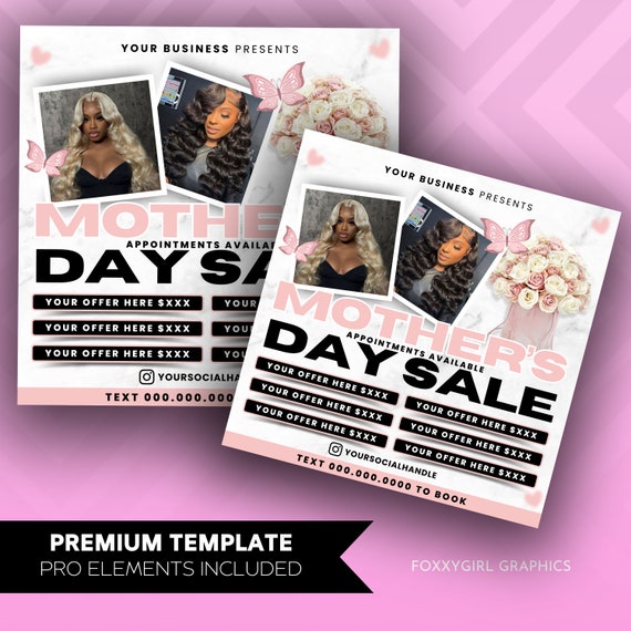 Mother's Day Booking Flyer, Mother's Day Special Flyer, May Booking Flyer, Mother's Day Deals Hair Braids Makeup Nails Lash Wigs Install