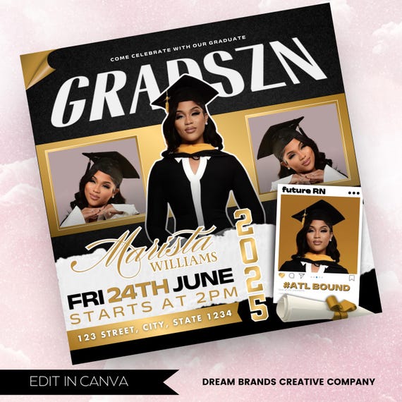 Editable Graduation Invitation Flyer, Graduation Party, Class Of 2025 Flyer, Graduate Flyer, Graduation Party,Graduation Invitation Template