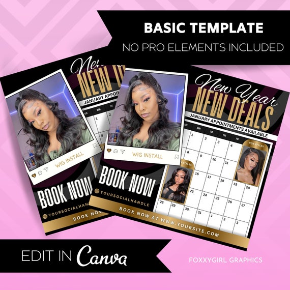 New Year Sale Flyer | Happy New Year Sale | New Year Special Flyer Template |New Year Celebration Flyer for Hair, Nails, Lashes |CANVA FLYER