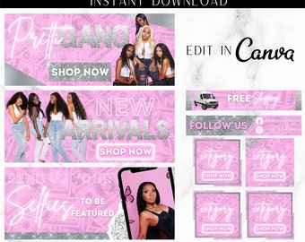 DIY Website Banner Set, Canva Template (Digital Download)