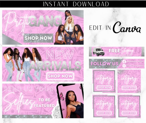 DIY Boutique Banner Set, DIY Shopify Web Banners, DIY Wix Website Banners, Website Banner Set