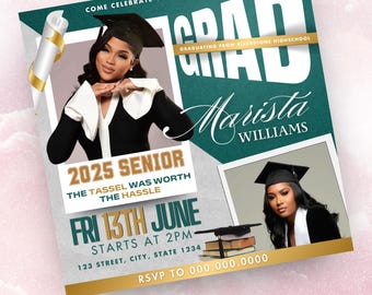 Editable Graduation Invitation Flyer, Graduation Party, Class Of 2025 Flyer, Graduate Flyer, Graduation Party,Graduation Invitation Template