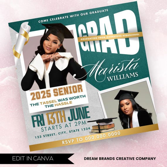 Editable Graduation Invitation Flyer, Graduation Party, Class Of 2025 Flyer, Graduate Flyer, Graduation Party,Graduation Invitation Template