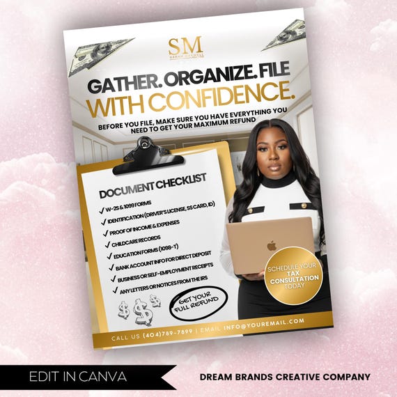 Fully Editable Tax Prep Service Flyers, 2026 Tax Season Flyers, Income Tax Preparer Flyers, Accounting Services Flyers, Canva Template