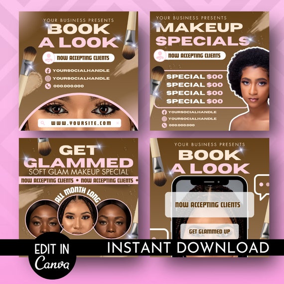 Instagram Templates Digital Download Canva Flyer Template DIY Social Media Flyer Instant Access Hair Nails Makeup MUA PMU Lips Lash Wigs Wax