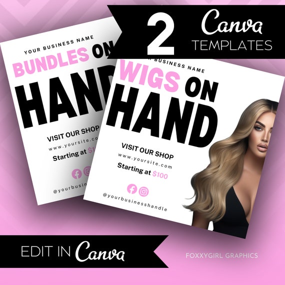 Wig Install Specials Flyer | Customizable DIY Hair Flyer | Social Media Flyer | Canva Template
