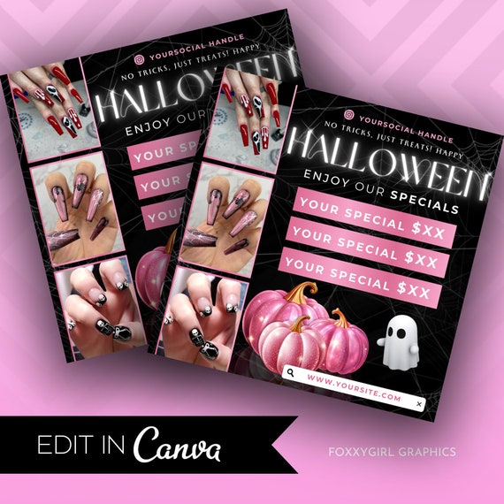 Halloween Nail Flyer, Halloween Nail Sale, Nail Halloween Flyer, October Booking, Fall Nail Flyer, Nail Flyer, Nail Sale Flyer