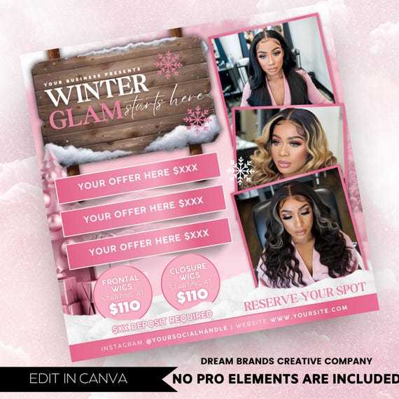Winter Szn Booking Flyer, Winter Season Booking Flyer, December Booking flyer, Appointment Booking flyer, Canva Editable