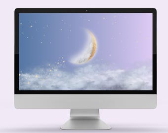 Mondsichel Desktop Hintergrund - 1920x1080px ästhetischer Nachthimmel Hintergrund für PC & Laptop