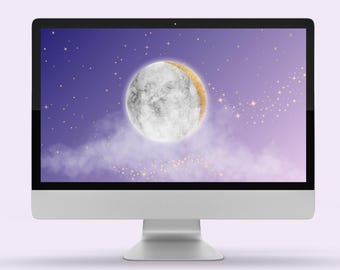 Lila Farbverlauf Vollmond Hintergrundbild (Digitaler Download)