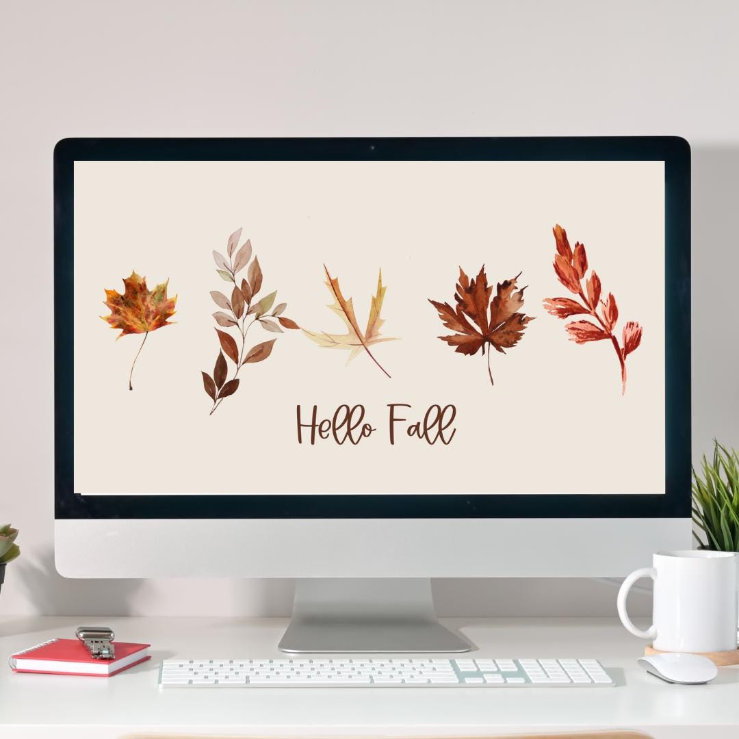 Hallo herfst bureaubladachtergrond: herfstbladerenontwerp (digitale  download) - Etsy België, image size:1080x1080