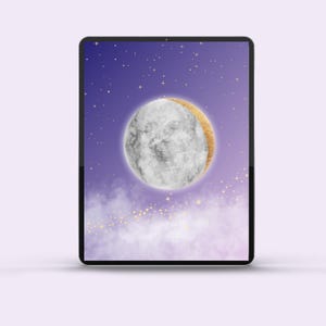 Tabletbehangset met volle maan. Dromerige sterrennachtachtergrond voor iPad en digitale apparaten.