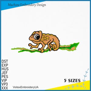 Chameleon Embroidery Design - 5 Sizes Digital Files - Instant Download