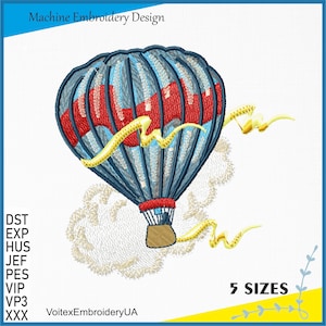 Balloon embroidery designs - Hot air balloon embroidery design machine embroidery pattern - 6 Sizes - Instant Download