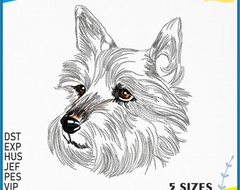 Cute Terrier Machine Embroidery Design - Dog Embroidery File - 5 Sizes - Instant Download