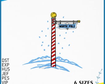 North Pole Embroidery - Christmas Embroidery Designs - 6 Sizes - Instant Download