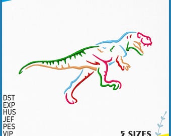 T-Rex Machine Embroidery Design - Dinosaur Embroidery Files - 5 Sizes - Instant Download