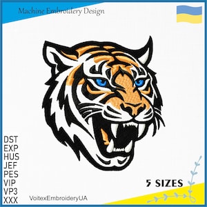 Tige Embroidery Design - Wild Animal Face Machine Embroidery Files 5 sizes for Animal Lovers