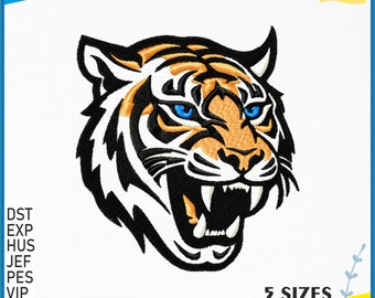 Tige Embroidery Design - Wild Animal Face Machine Embroidery Files 5 sizes for Animal Lovers