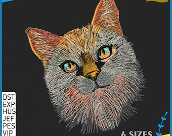 Realistic Cat Machine Embroidery Design - Animals embroidery design machine embroidery pattern - 6 Sizes - Instant Download