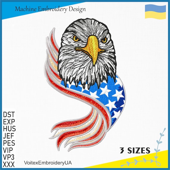Eagle Machine Embroidery Design, USA Eagle Embroidery Machine Files, 4th of July Machine Embroidery Design - Instant Download